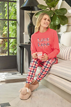 Aydoğan Kadın Sezin Love Is Patient Love Mercan Pijama Takım 0581