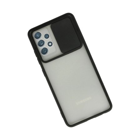 Samsung Galaxy A72 Kılıf Palm Buzlu Kamera Sürgülü Silikon - Siyah