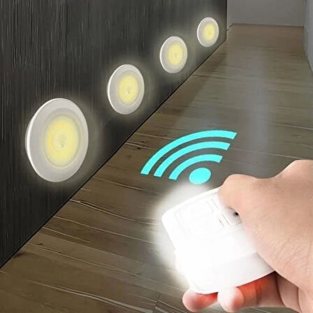 İpek Yıldızı® 3lü Uzaktan Kumandalı Pilli Yapışkanlı Kablosuz Led Spot Lambalar