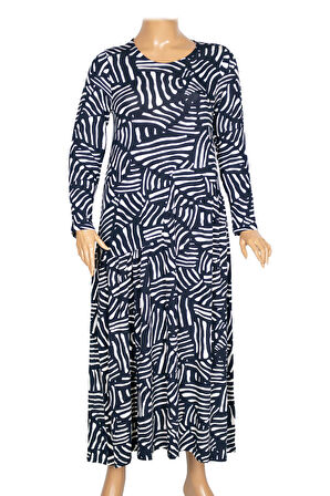 Barem Kadın Funda Belden Basene Büzgülü Penye Lacivert Elbise D56