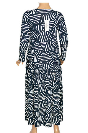 Barem Kadın Funda Belden Basene Büzgülü Penye Lacivert Elbise D56