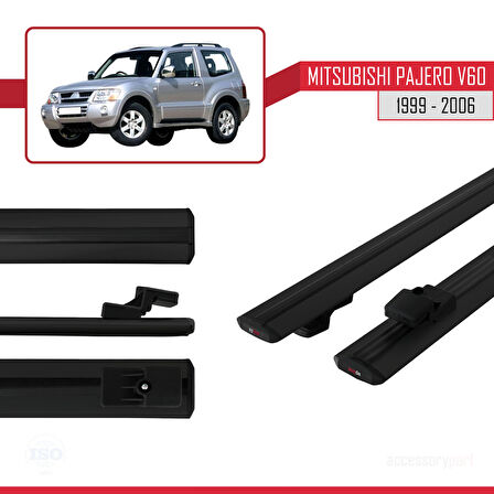 Mitsubishi Pajero (V60) 3 Kapı 1999-2006 Arası ile Uyumlu BASIC Model Ara Atkı Tavan Barı Siyah 2 Adet