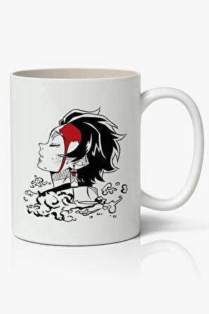 Demon Slayer Tanjiro Kamado Anime Baskılı Beyaz Porselen Kupa Bardak