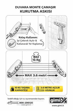 Gimi Rotor 6 Duvar Tipi Kurutmalık – 21 M Uzunluk, Katlanır Sistem