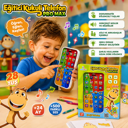 Eğitici Kukuli Telefon Pro Max – 28 Tuşlu Şarjlı Eğitici Oyuncak