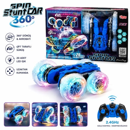 Akrobatik Uzaktan Kumandalı Stunt Araba – LED Işıklı, Duman Efektli, Şarjlı Rc Drift Aracı (2.4 Ghz)