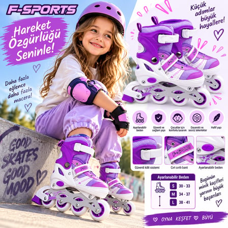 Furkan toys Ayarlanabilir Çocuk Pateni 30-33 numara