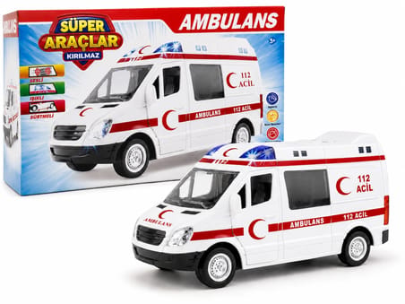 17 cm Sesli Işıklı Sürtme Mekanizmalı Ambulans Oyuncak – Süper Araçlar