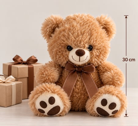 30 cm Pelüş Ayı – Fiyonklu Yumuşak Oyuncak Ayıcık