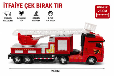 26 cm Itfaiye Kurtarma Kamyonu – Hareketli Sepetli Oyuncak Itfaiye Aracı