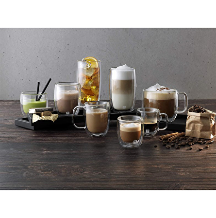 Zwilling Çift Camlı Kulplu 2'li Cappucino Bardak Seti - 450 ml