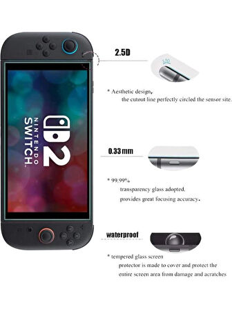 Switch 2 Temperli Cam Ekran Koruyucu 2li Paket (Nintendo Switch 2)