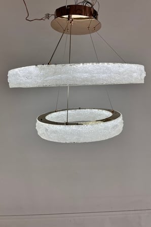 Modern Çift Halkalı Kristal Dokulu LED Avize 