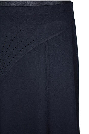 Hesna Kadın Nida Kışlık Büyük Beden Taşlı Astarsız Lastikli Lacivert Etek