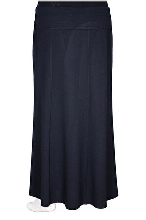 Hesna Kadın Nida Kışlık Büyük Beden Taşlı Astarsız Lastikli Lacivert Etek