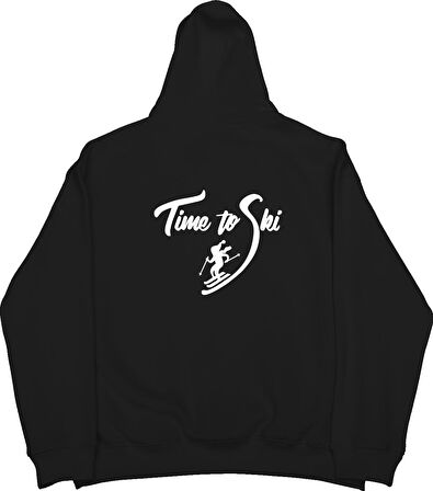 Oversize Unisex Ski Time Sırta Baskılı Hoodie