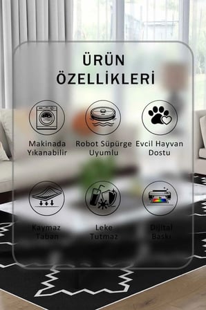 Yıkanabilir Kaymaz Taban Dijital Baskılı Halı ve Yolluk – Leke Tutmaz Salon & Mutfak Halısı
