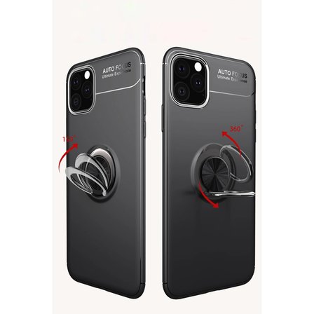 Apple İphone 11 Pro Max Kılıf Range Yüzüklü Silikon - Kırmızı