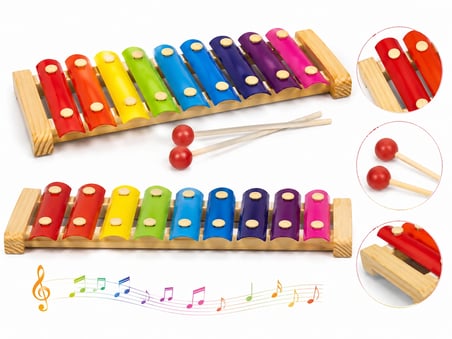 Ahşap Renkli Ksilofon – 8 Notalı Eğitici Müzik Oyuncağı