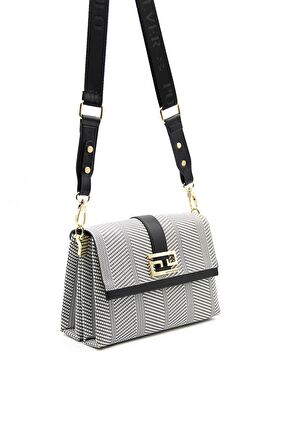 Silver Polo  Kadın Çapraz Çanta 1009-39559 ÇAPRAZ BAYAN ÇANTASI M132 SİYAH BEYAZ-MAT SİYAH