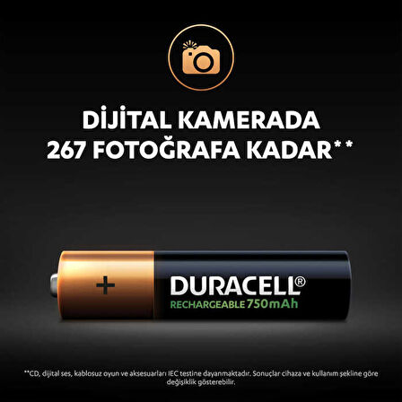 Duracell 750 Mah Şarjlı İnce Pil 2’li