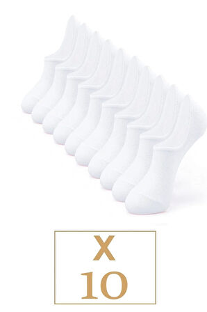 Unisex 10'lu Pamuklu Görünmez Sneakers Çorap Beyaz (EKONOMİK)