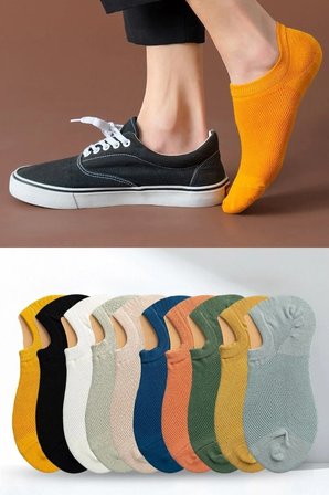 Unisex 10 Çift Görünmez Renkli Çorap