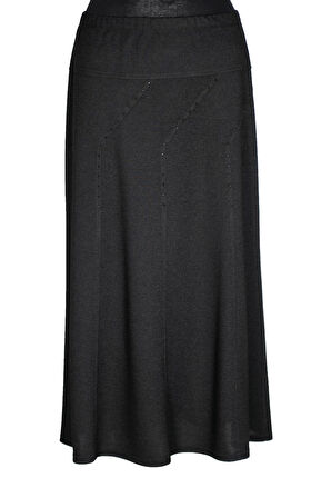 Hesna Kadın Seher Kışlık Büyük Beden Taşlı Astarsız Latikli Siyah Etek