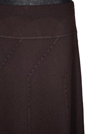 Hesna Kadın Seher Kışlık Büyük Beden Taşlı Astarsız Latikli Kahve Etek