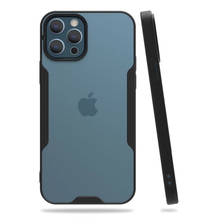 Apple İphone 12 Pro Max Kılıf Platin Silikon - Siyah