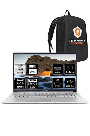 Asus VivoBook 15 X1502VA i5 13420H 8GB 256GB SSD 15.6" FHD FDOS Taşınabilir Bilgisayar & PER4 Çanta