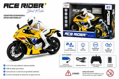 Seher Oyuncak 🏍️ Ace Rider 2.4 Ghz Uzaktan Kumandalı Işıklı Spor Motosiklet