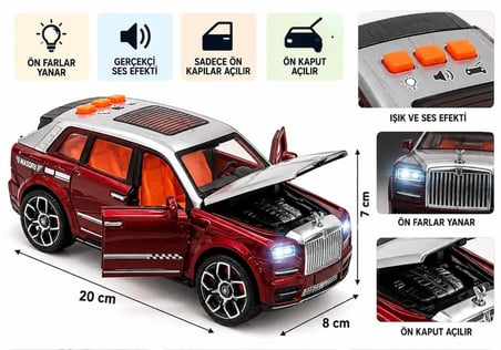 20 cm Işıklı ve Sesli Lüks Suv Oyuncak Araba – Sürtme Mekanizmalı, Açılır Kaput ve Ön Kapılar