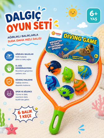 Dalış Balık Yakalama Oyunu – 6’lı Set