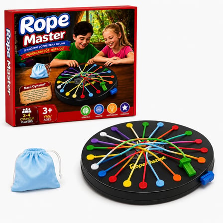 Moli Toys Rope Master Ip Düğümü Çözme Zeka Oyunu – 2-4 Oyunculu Eğitici Aile ve Çocuk Masa Oyunu 3+ Yaş