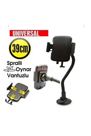 Carub Oto Telefon Tutucu Araç Içi Tutucu Spralli Oynar Vantuslu 39cm Kollu