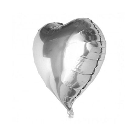 Periboia Gümüş Rengi Kalp Folyo Balon 60 Cm.