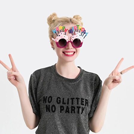 Periboia Happy Birthday Yazılı Parti Gözlüğü Fuşya