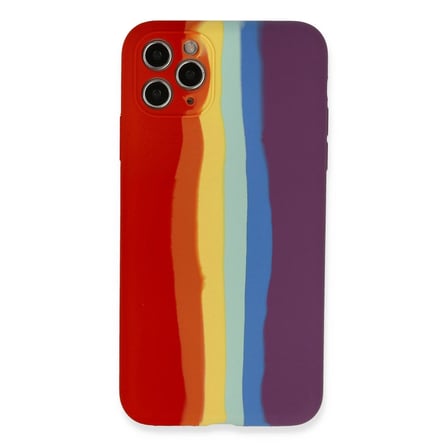 Apple İphone 11 Pro Kılıf Ebruli Lansman Silikon - Kırmızı-mor