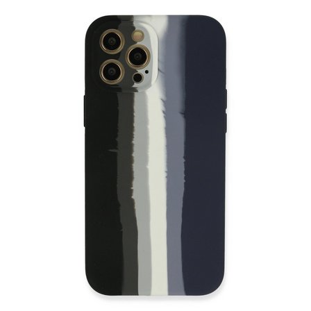 Apple İphone 12 Pro Kılıf Ebruli Lansman Silikon - Siyah-lacivert