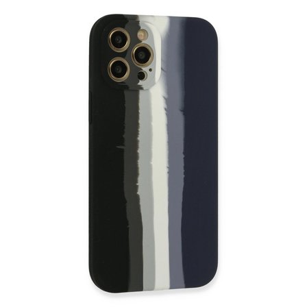 Apple İphone 12 Pro Kılıf Ebruli Lansman Silikon - Siyah-lacivert