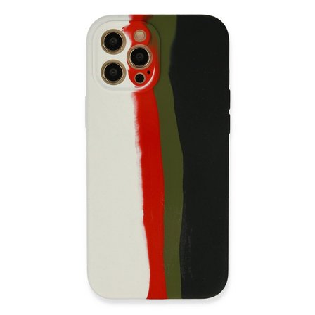 Apple İphone 12 Pro Max Kılıf Ebruli Lansman Silikon - Beyaz-siyah