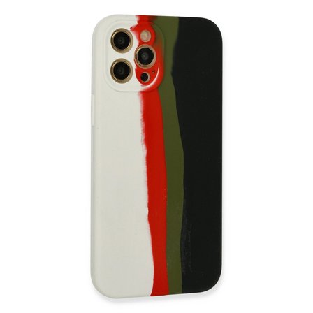 Apple İphone 12 Pro Max Kılıf Ebruli Lansman Silikon - Beyaz-siyah