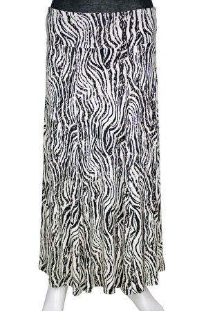 Barem Kadın Arzu Korsajlı 6 Parçalı Desenli Penye Siyah Etek D55