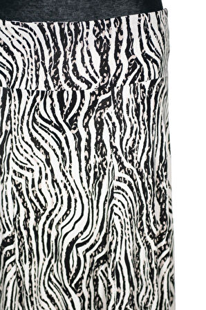 Barem Kadın Arzu Korsajlı 6 Parçalı Desenli Penye Siyah Etek D55