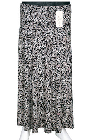 Barem Kadın Arzu Korsajlı 6 Parçalı Desenli Penye Gri Etek D61