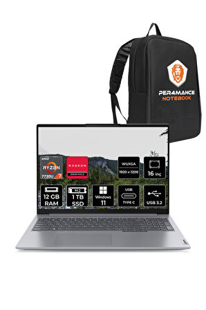 Lenovo Thinkbook 16 G6 R7 7730U 12GB 1TB SSD 16'' WUXGA W11P Dizüstü Bilgisayar & PER4 ÇANTA