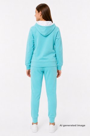Kız Çocuk Scuba Unlimited Çİft Şeritli Kapüşonlu Reglan Kol Dalgıç Kumaş Eşofman Takımı ESF7023
