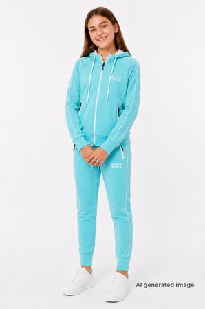 Kız Çocuk Scuba Unlimited Çİft Şeritli Kapüşonlu Reglan Kol Dalgıç Kumaş Eşofman Takımı ESF7023