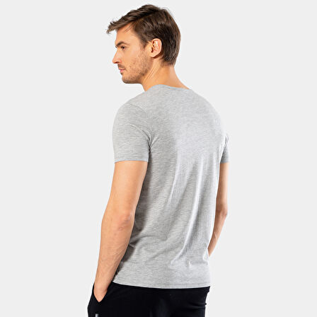 NazikEndam Cacharel Erkek Bisiklet Yaka T-Shirt (Slim Fit) 2169/Gri